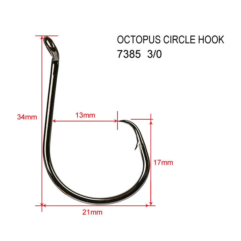 100 x #3/0 Chemically Sharpened Octopus Circle Hooks Fishing Tackle