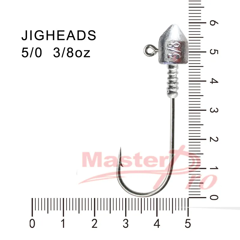 10pcs Size 5/0, 3/8OZ Jig Heads High Chemically Sharpened Hooks Fishing Tackle