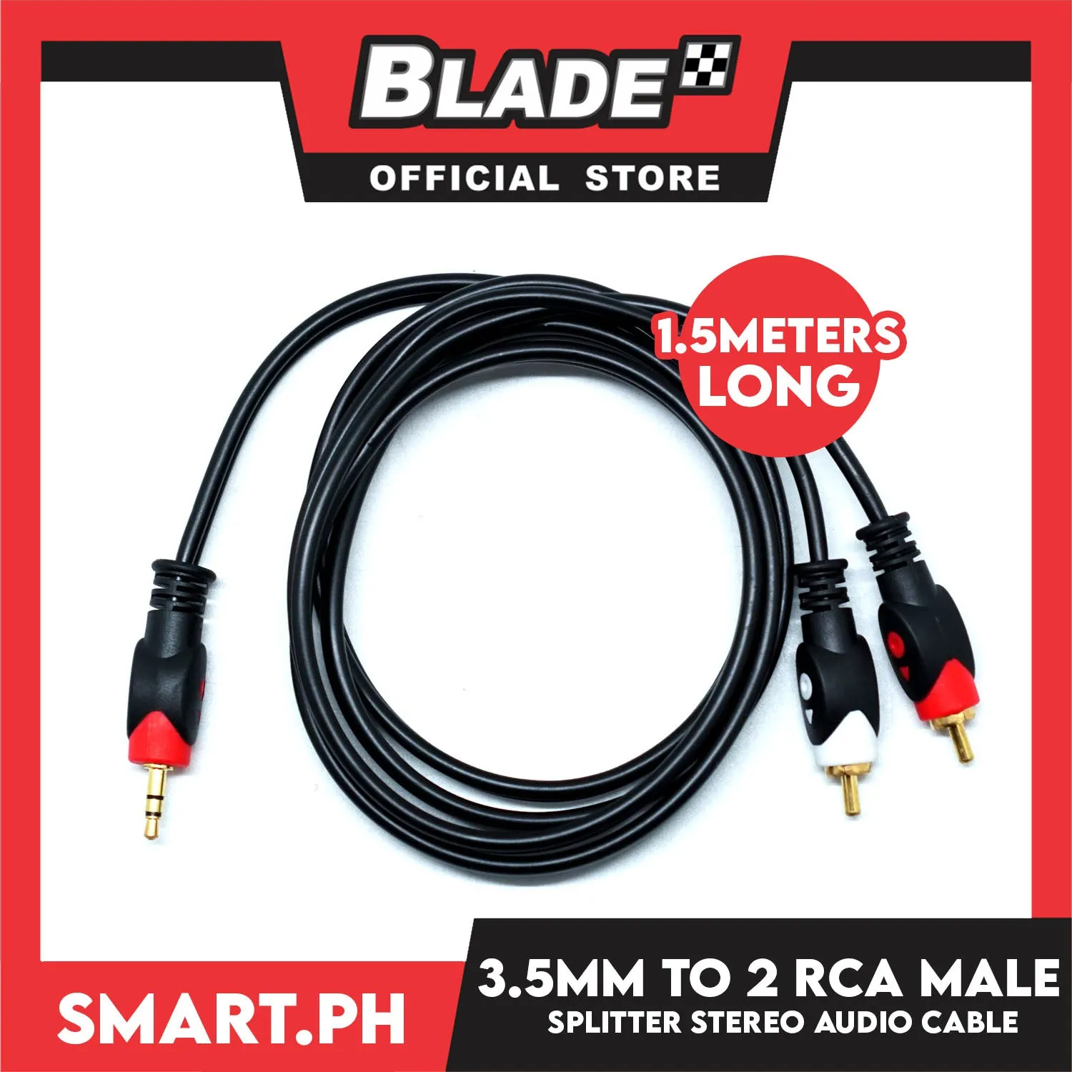 1.5 meters 3.5mm Male to 2 RCA Splitter Stereo Audio Cable, 2 RCA Male to 3.5mm Compatible with DJ Controller, Speaker, TV Car Stereo, Hi-Fi Amplifier, Smartphones MP3 & Tablets