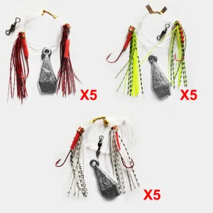 15X Custom Designed Tangle Free Skirt Flasher Whiting Rigs Hook In Size 4#, 6#