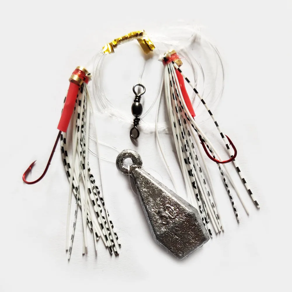 15X Custom Designed Tangle Free Skirt Flasher Whiting Rigs Hook In Size 4#, 6#