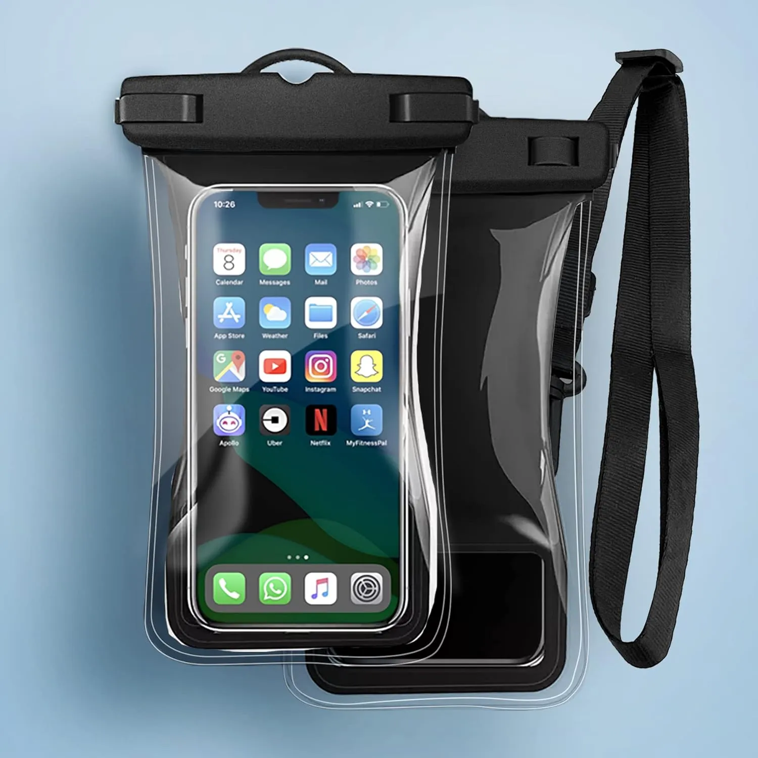 2-Pack Floatable Water Proof iPhone Phone Pouch (Patented Air Chamber) Floating Waterproof Dry Bag - Summer Accessories for Beach, Boating (fits iPhone 13, 14 Pro Max and Samsung s22, s23 Ultra)
