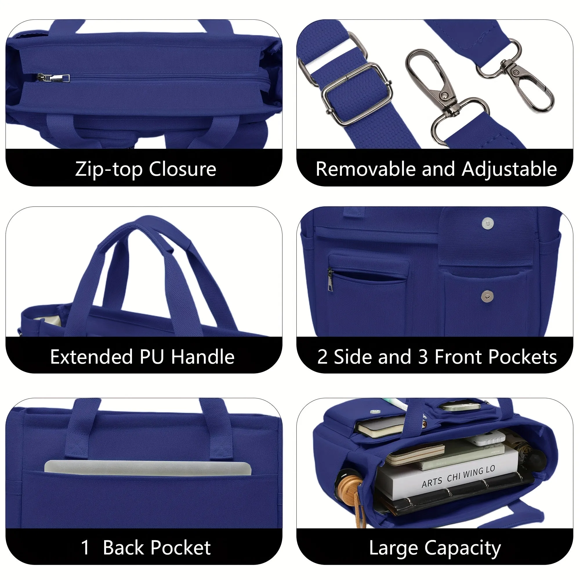 2-Piece Canvas Tote & Crossbody Hobo Messenger Bag Set – With Cosmetics Bag