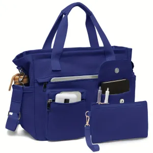 2-Piece Canvas Tote & Crossbody Hobo Messenger Bag Set – With Cosmetics Bag