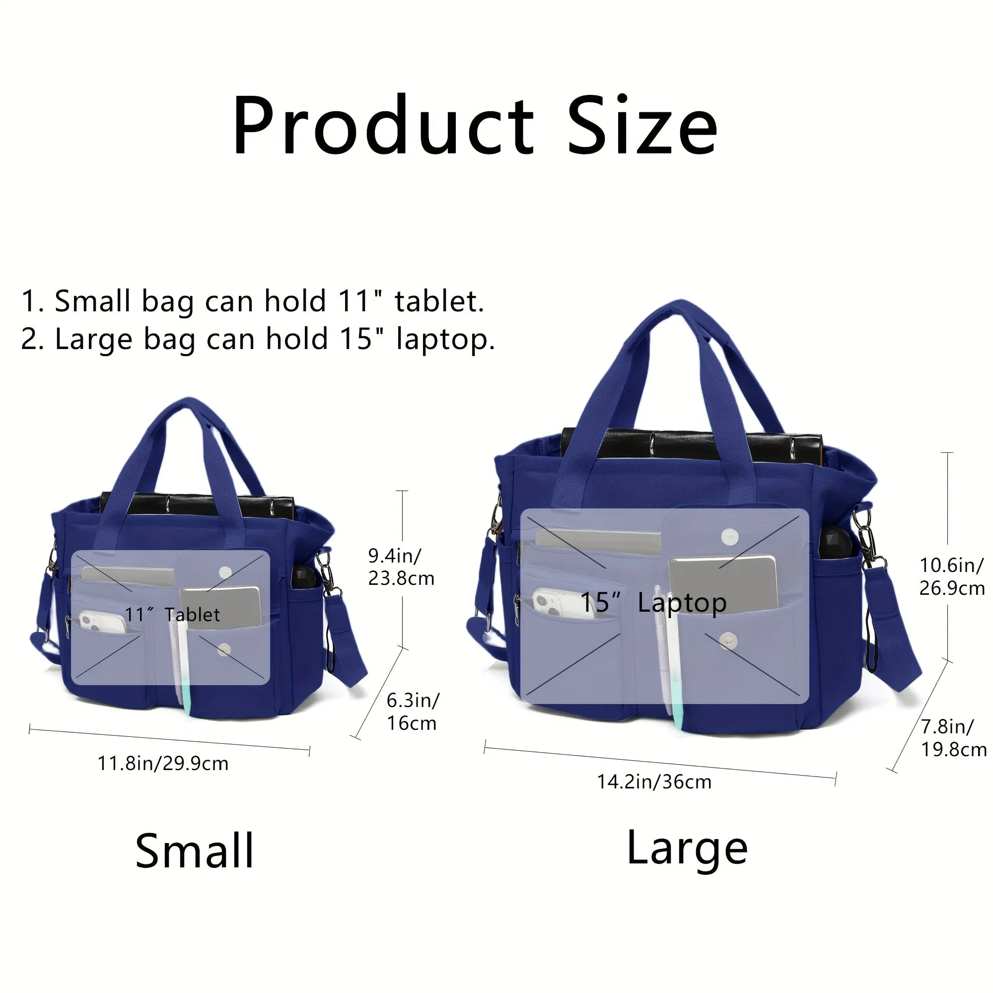 2-Piece Canvas Tote & Crossbody Hobo Messenger Bag Set – With Cosmetics Bag