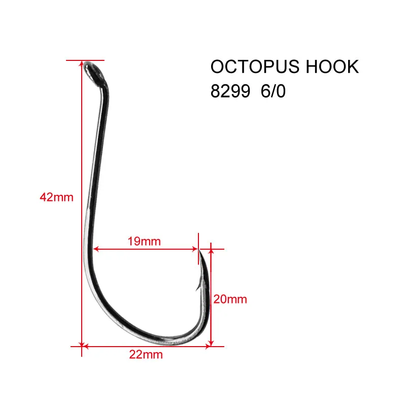 200 X Chemically Sharpened Octopus Hook in 6/0 Size Fishing Tackle