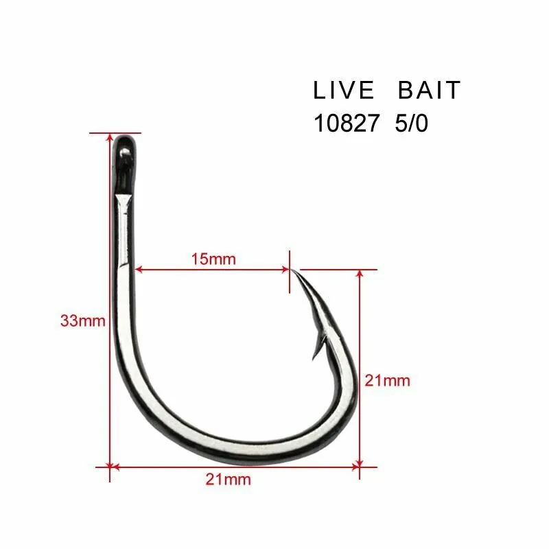 20Pcs Chemically Sharpened 4X Strong Live Bait Hooks Size 5/0 Fishing Tackle