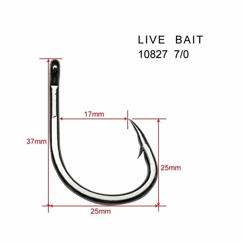 20Pcs Chemically Sharpened 4X Strong Live Bait Hooks Size 7/0 Fishing Tackle
