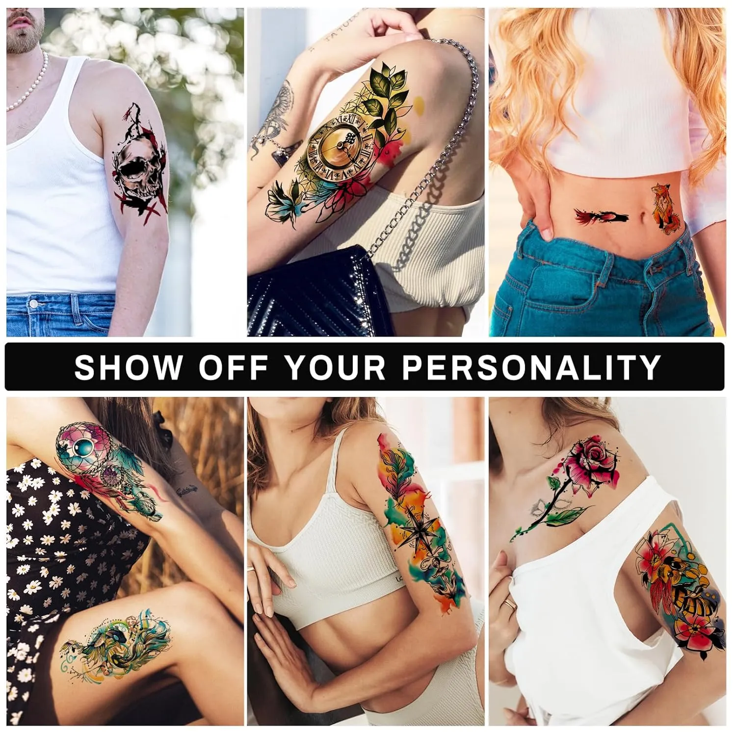 25 Sheets 3D Watercolor Temporary Tattoos