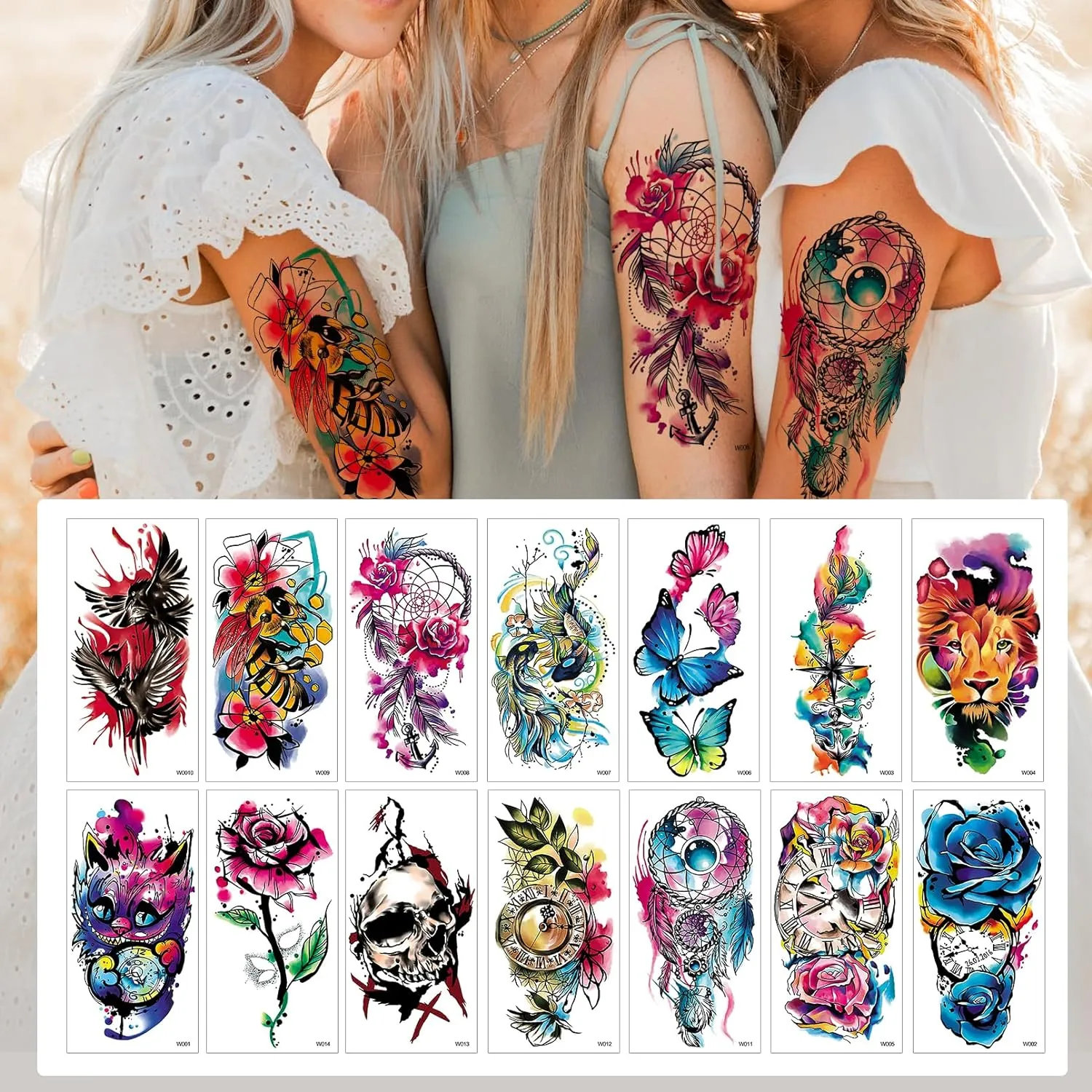 25 Sheets 3D Watercolor Temporary Tattoos