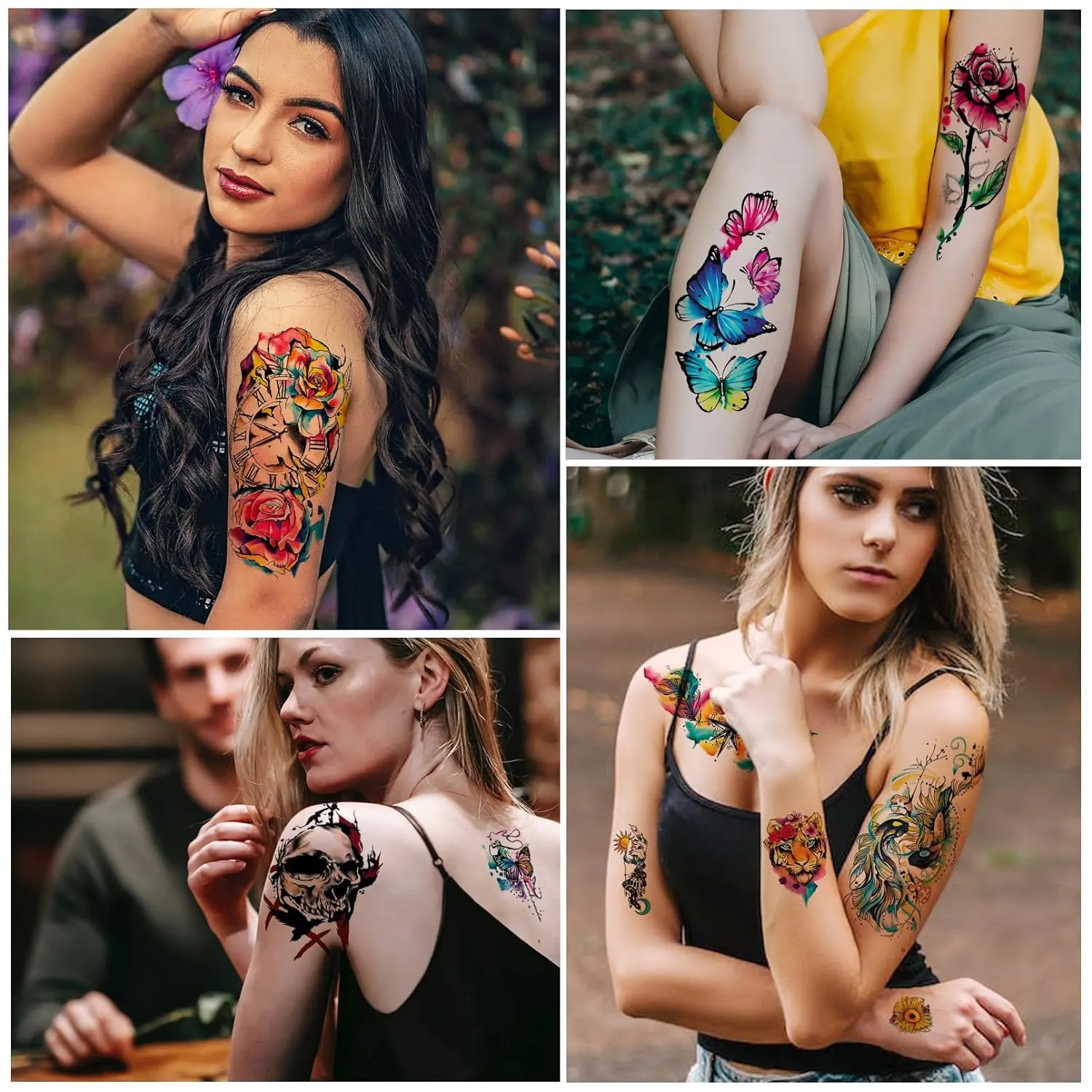 25 Sheets 3D Watercolor Temporary Tattoos