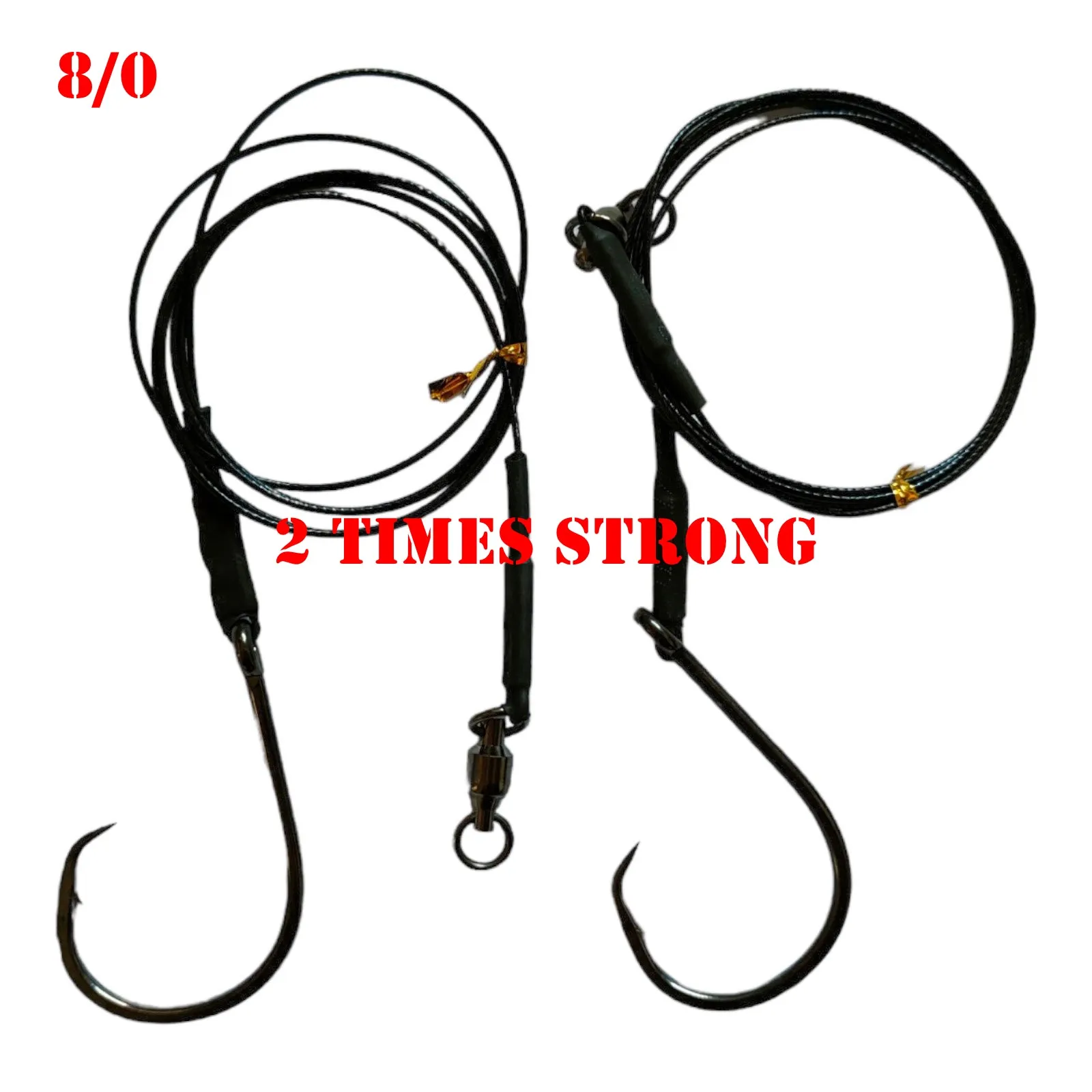 2pcs Double Strong Inline Octopus Circle 8/0  Shark Rig