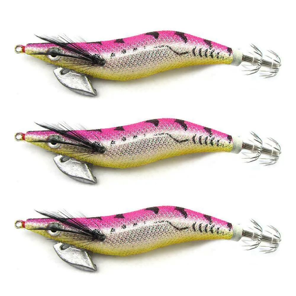 3 X High Quality Fishing Squid Jigs Popular Colour Hot Pink 126