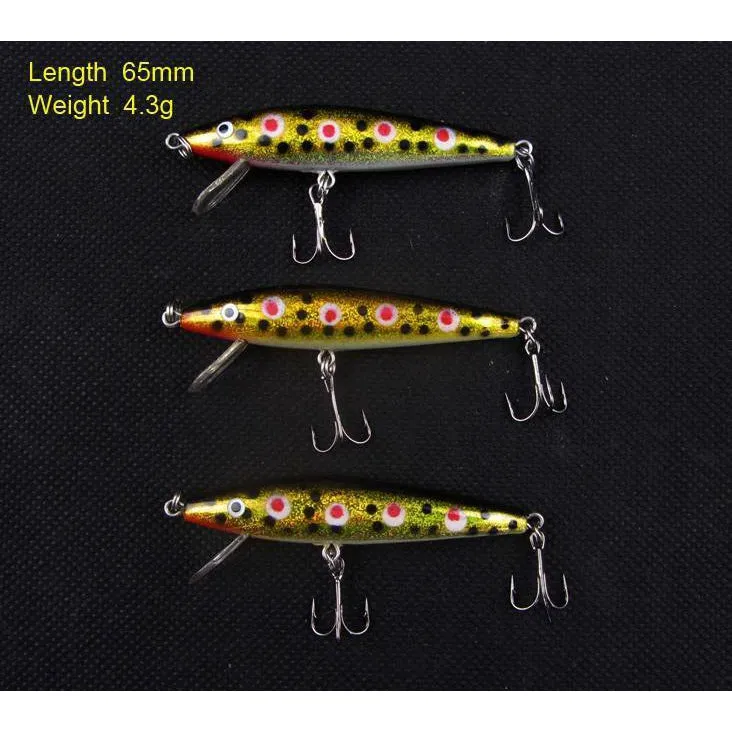 3 X Premium Quality 6.5cm 4.3g Minnow Lure Fishing Tackle