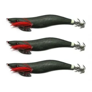 3 X Squid Jigs Size 4.0 Fishing Tackle Colour Black