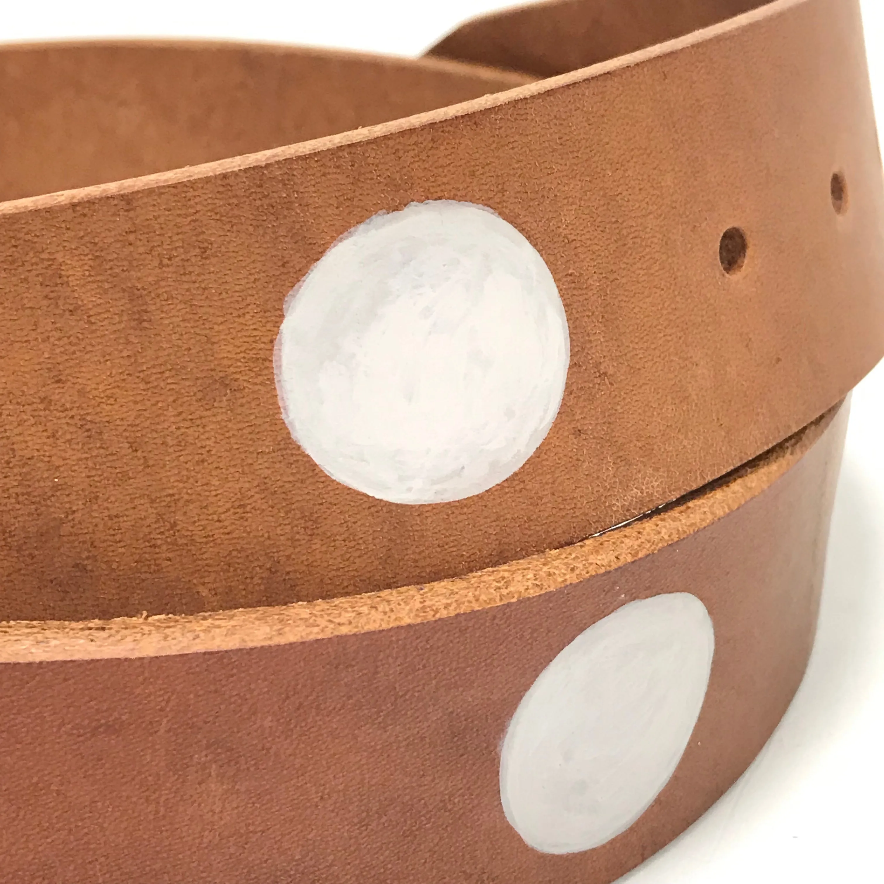 [34] DS! Visvim 19SS Plain Belt 45mm Dots Leather Brown Pattern