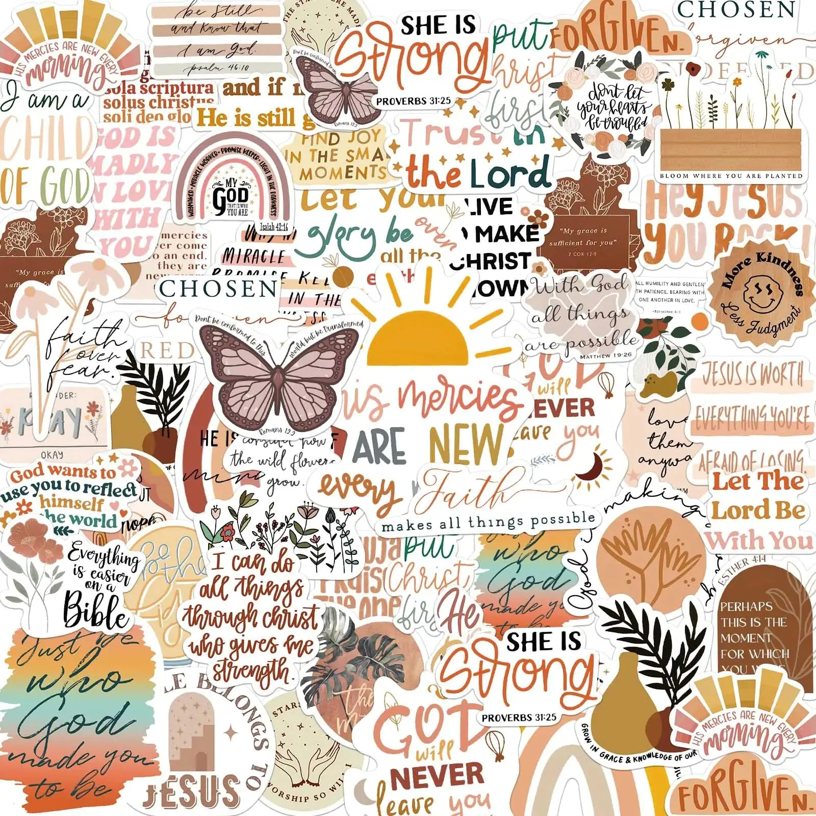 50PCS Bible Stickers Inspirational Christian Stickers for Water Bottle Laptop Phone Vintage Bible Sticker Aesthetic Jesus Faith Christian Stickers Religious Christian Gifts