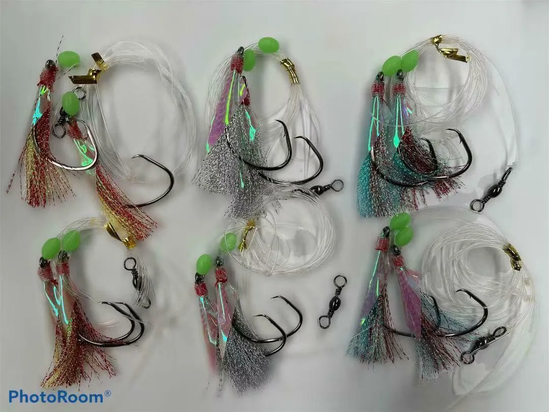 6x 8/0 Chemically Sharpened Reef Catcher Flash Reef Rig In 3 Colours Fishing Tackle