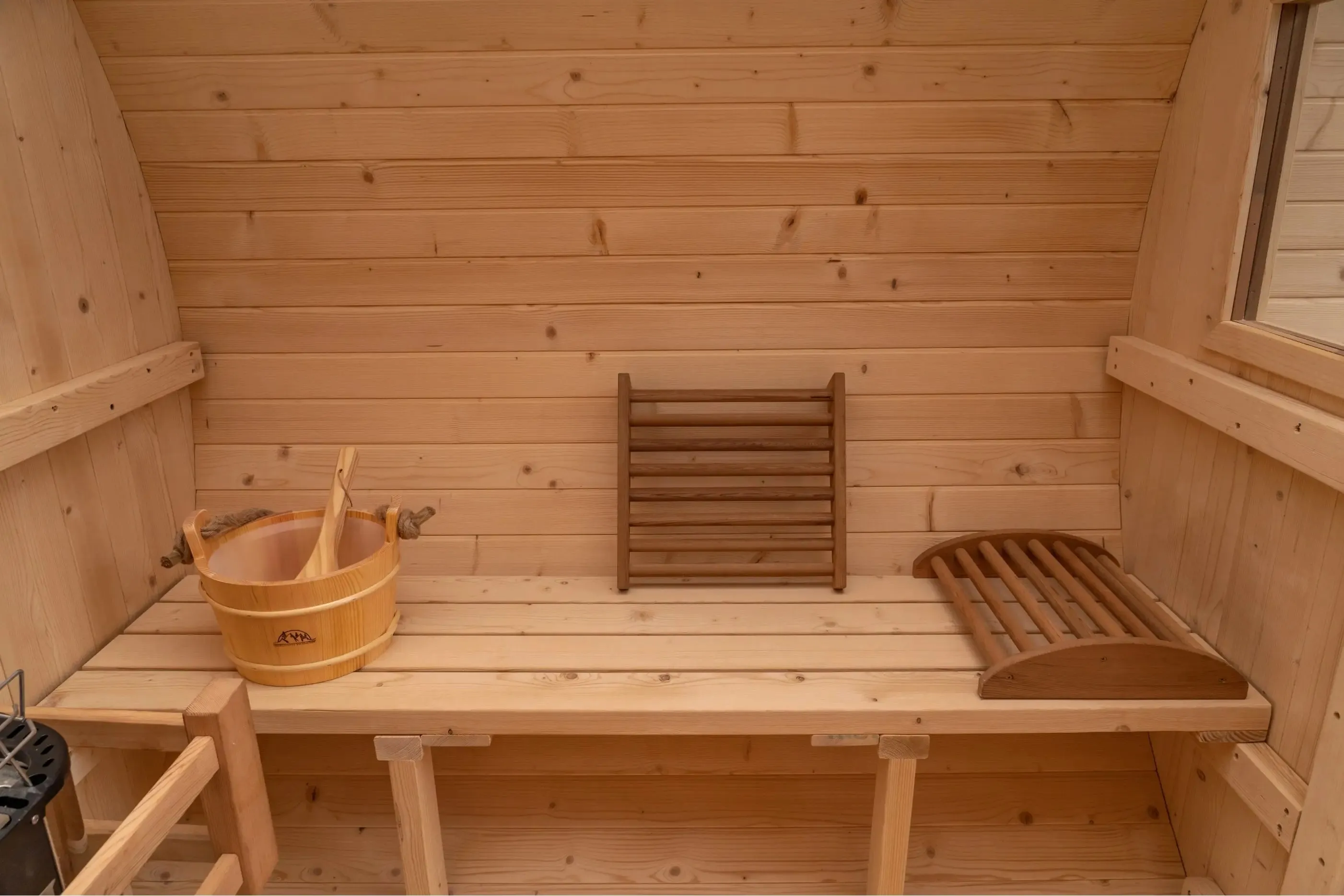 8 FT Classic Thermowood Barrel Sauna with Porch - 4-6 Person
