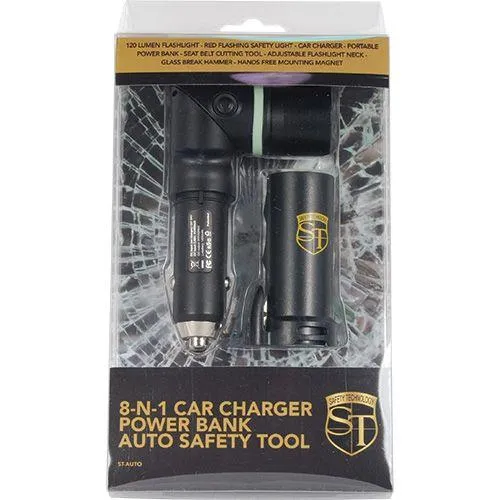 8-N-1 Car Charger Power Bank Safety Tool