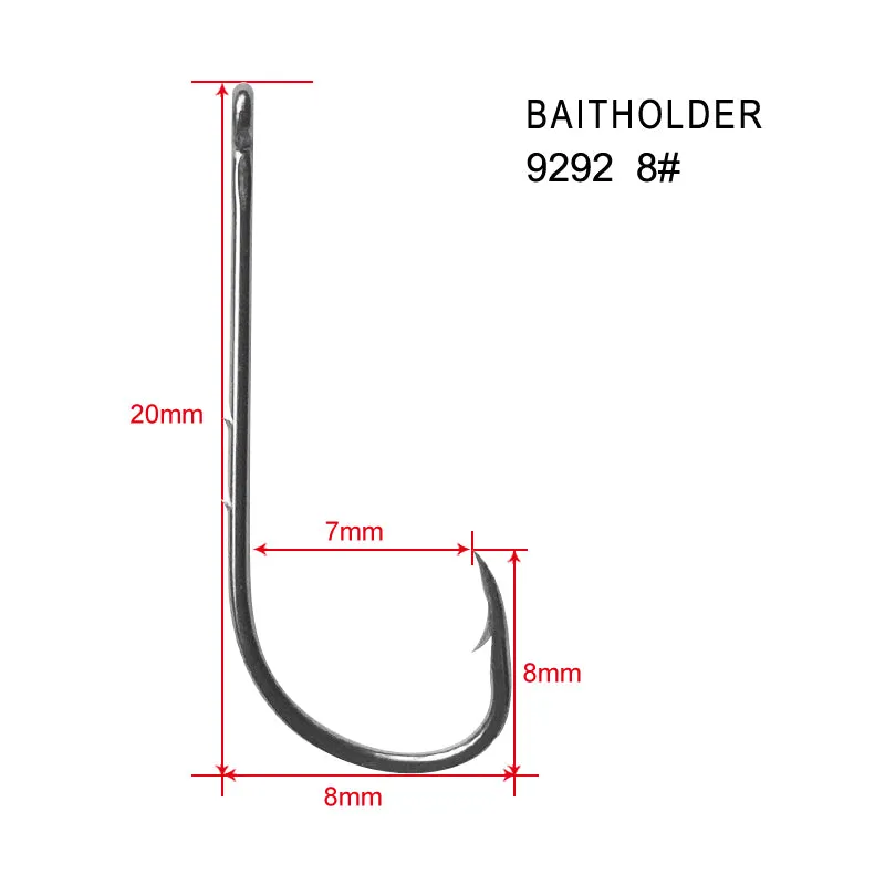 90 x 8# Chemically Sharpened Baitholder Hooks Straight Eye Fishing Tackle