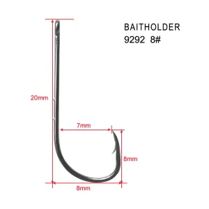 90 x 8# Chemically Sharpened Baitholder Hooks Straight Eye Fishing Tackle