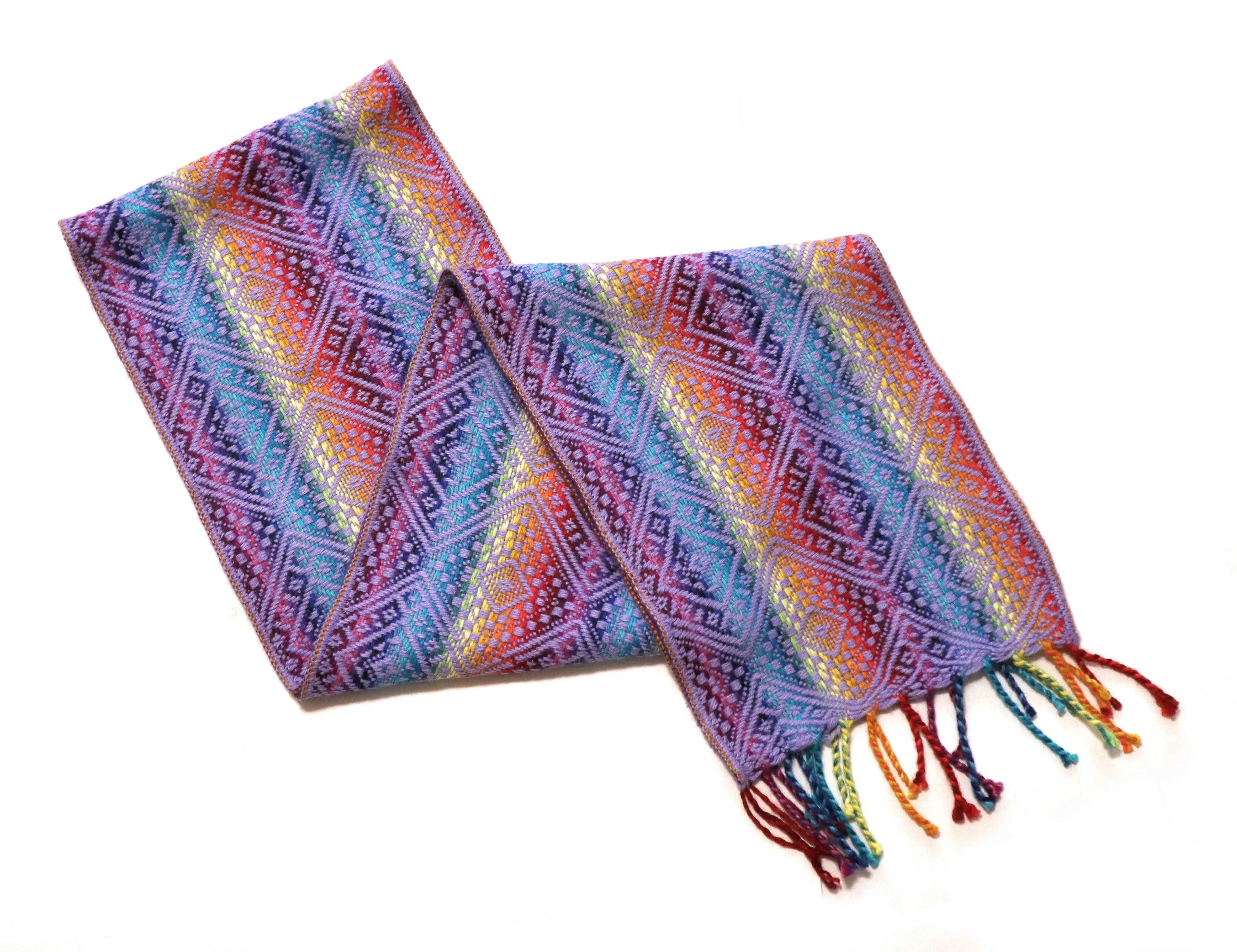 Alpaca Wool Blend Scarf Authentic Peruvian Natural Fiber Wool 60"L x 8"W. Rainbow Colors-03 UNISEX.
