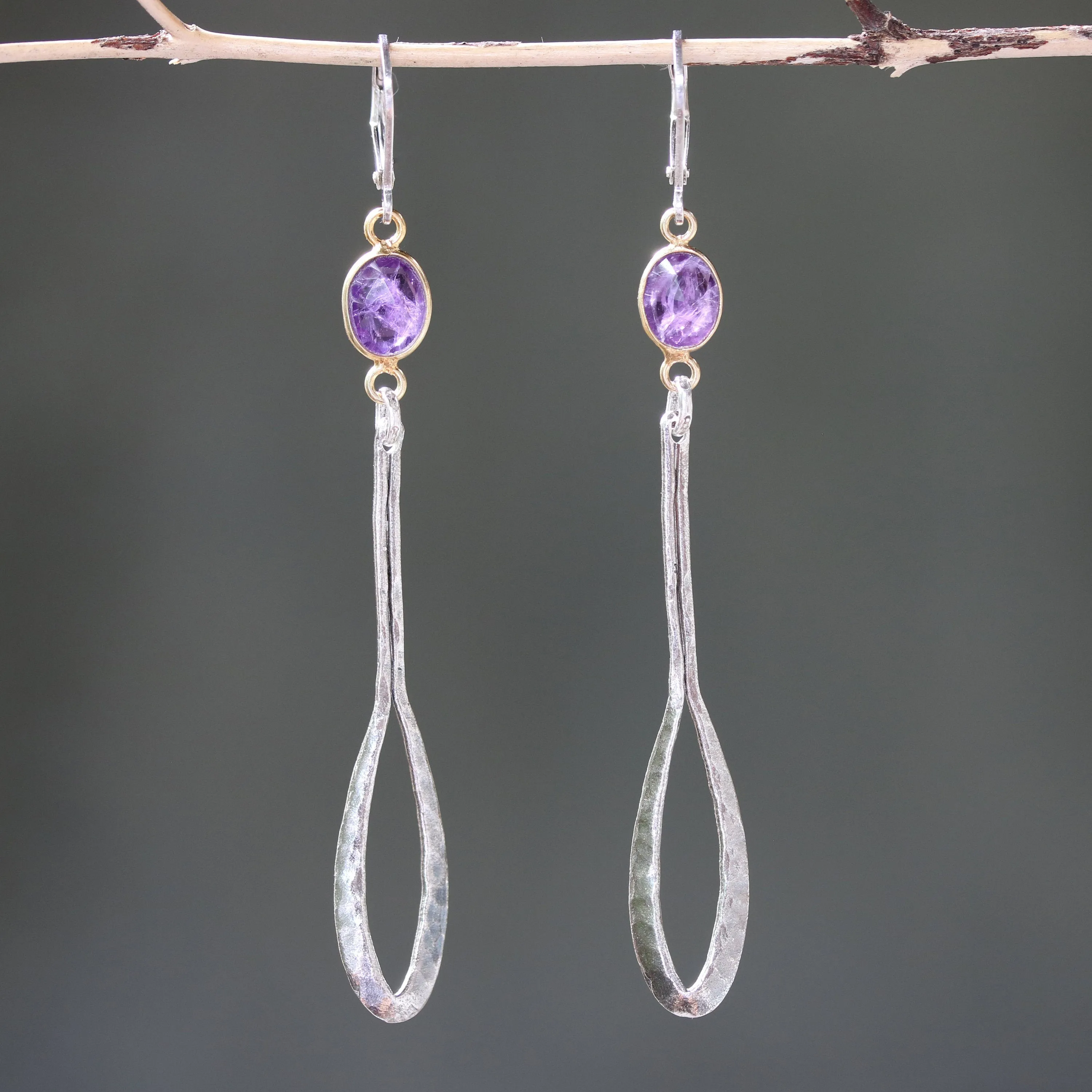 Amethyst drop earrings, dangle earrings, boho earrings, silver drop earrings, silver dangle earrings, birthstone earring, gemstone earrings