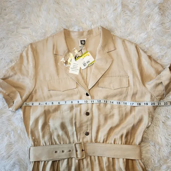 Anne Klein Foiled Light Coffee Maxi Shirt Dress