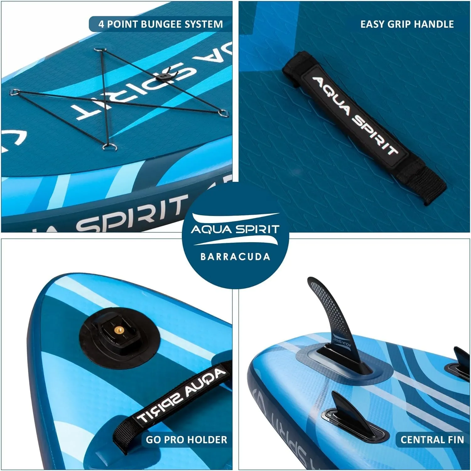 Aqua Spirit Barracuda iSUP Inflatable Stand Up Paddle Board 2024, 10'6x32”x6”, Complete Kayak Conversion Kit with Paddle, Backpack, Pump and more accessories, Adult Beginner/Expert, 2 Year Warranty