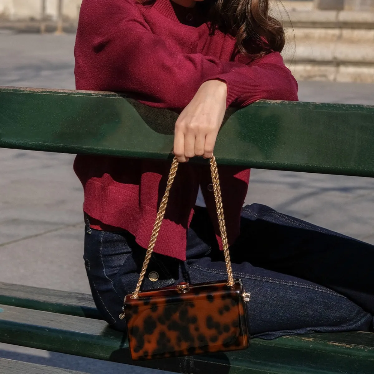 Arabel Resin Structured Clutch (Tortoise)