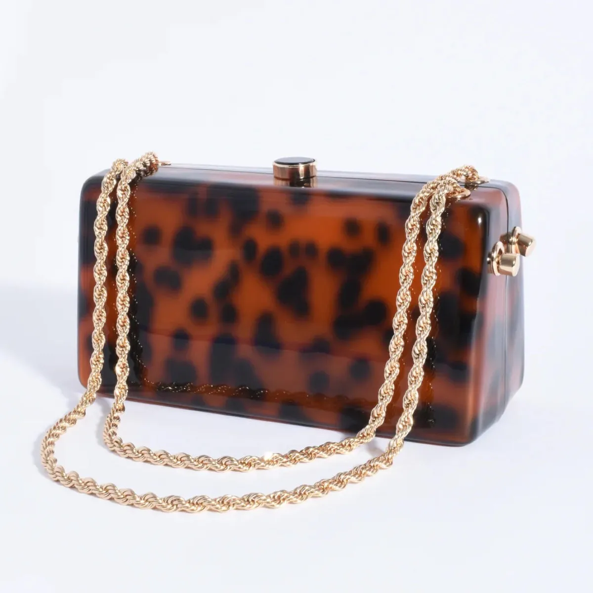 Arabel Resin Structured Clutch (Tortoise)