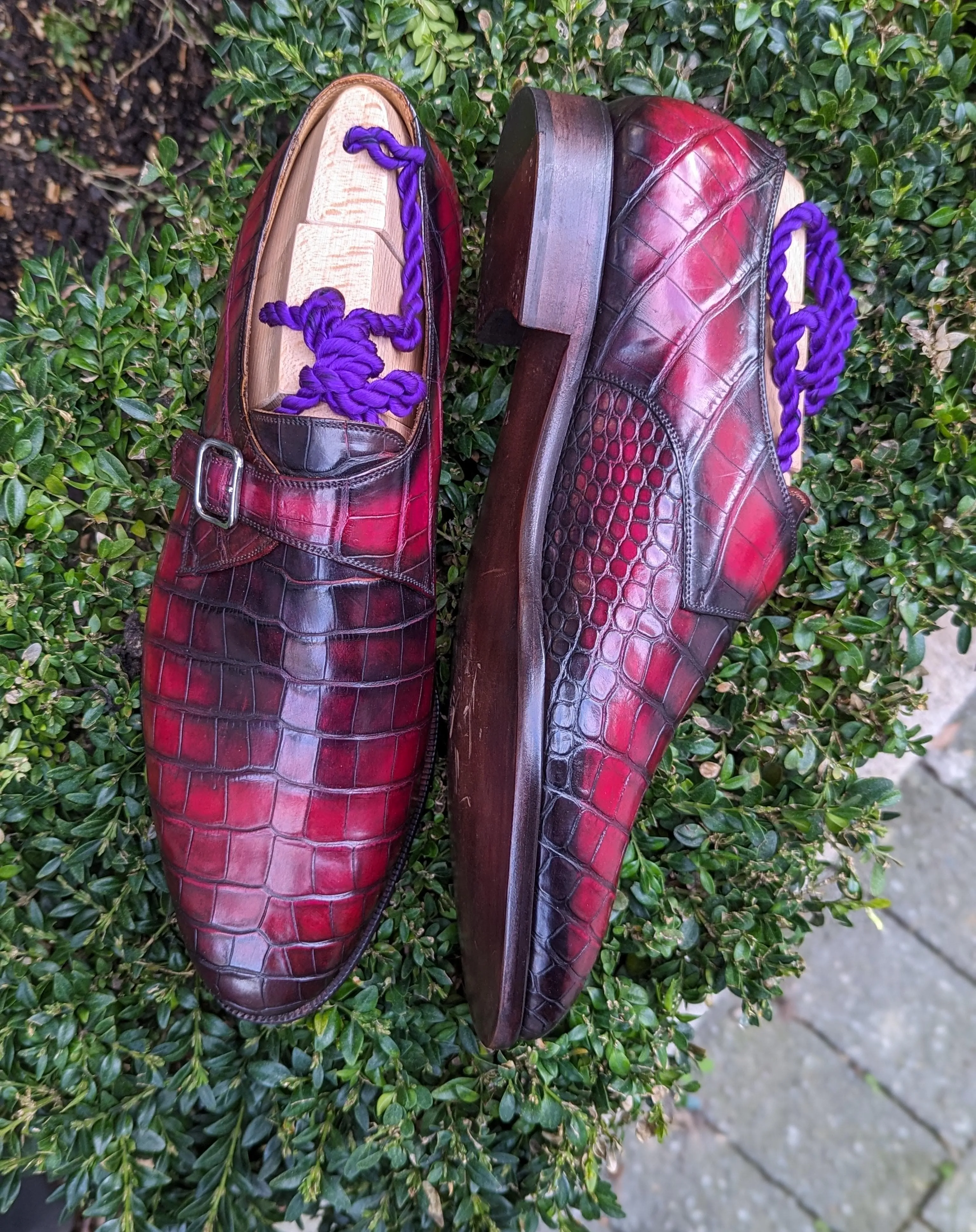 Ascot Double Monk - Burgundy Patina