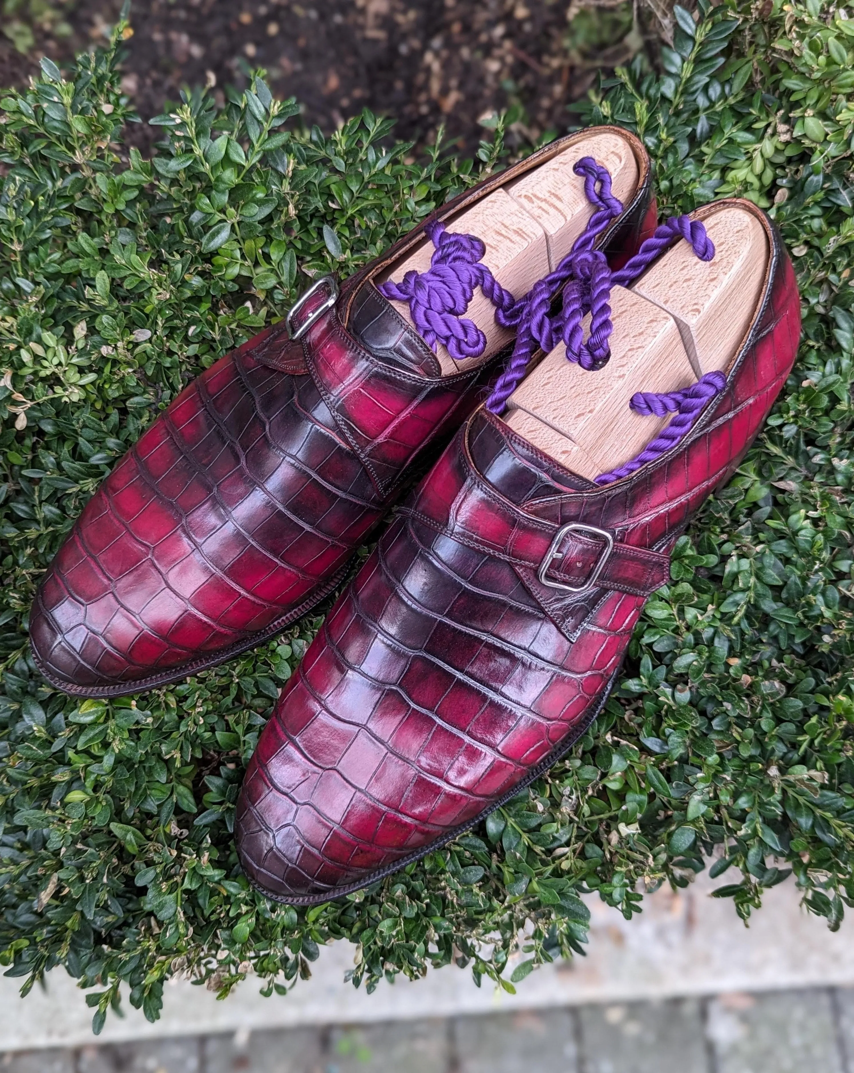Ascot Double Monk - Burgundy Patina
