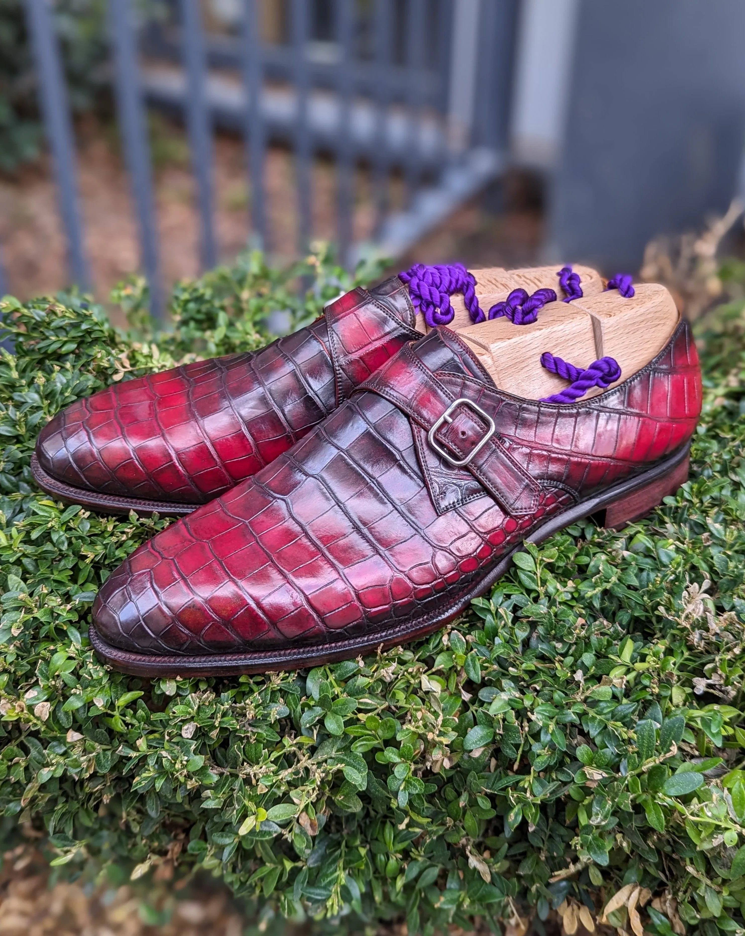 Ascot Double Monk - Burgundy Patina