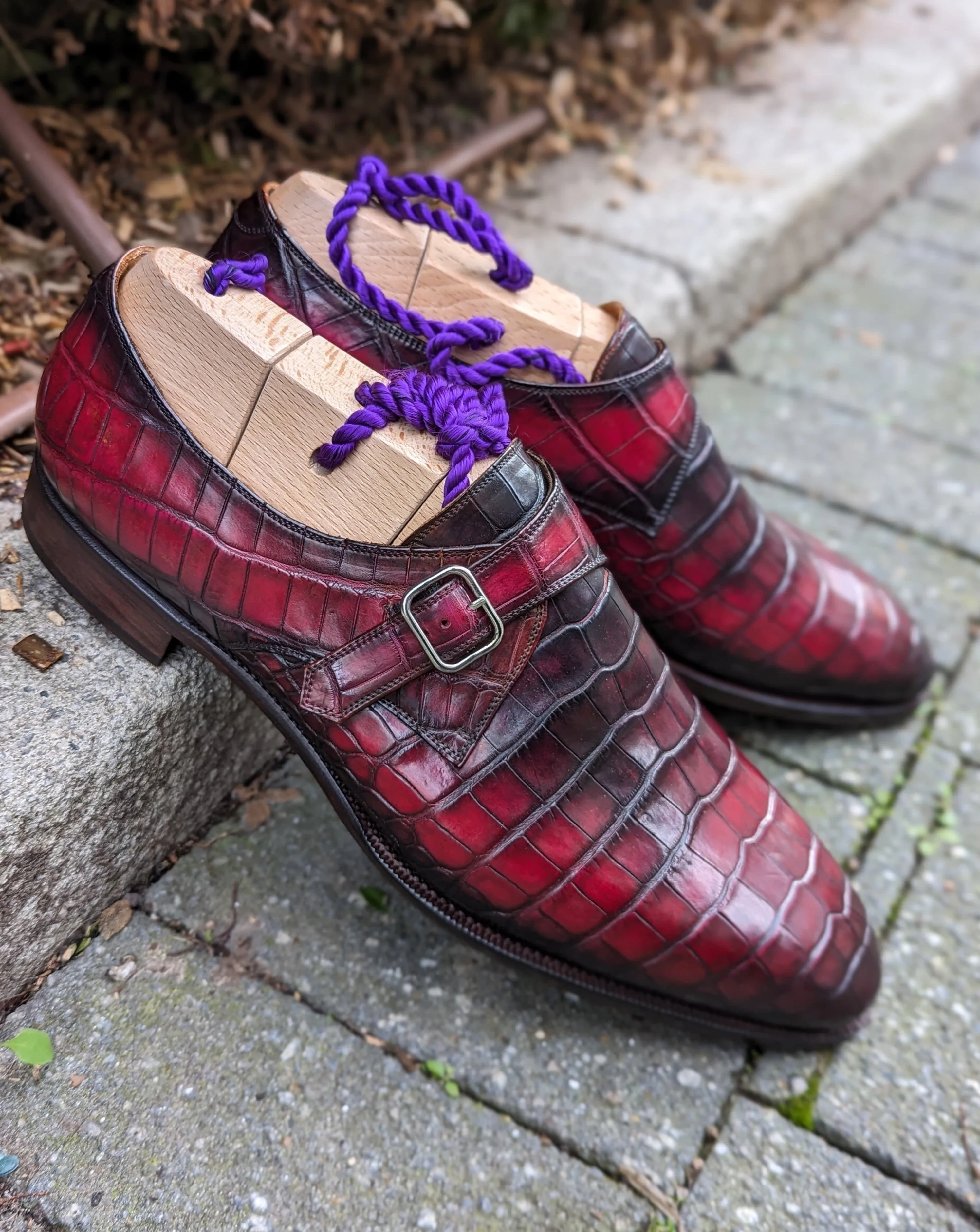 Ascot Double Monk - Burgundy Patina
