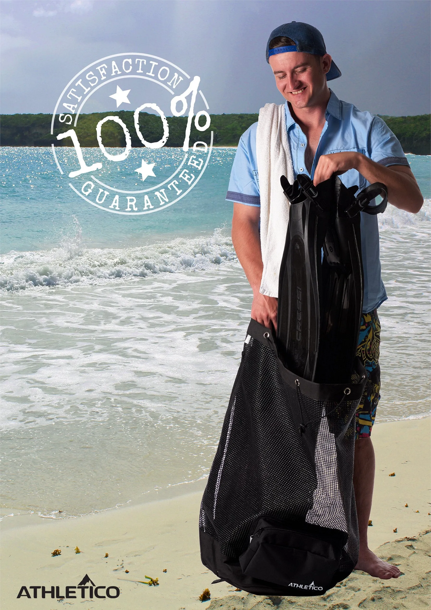Athletico Scuba Diving Bag - XL Mesh Travel Backpack for Scuba Diving and Snorkeling Gear & Equipment - Dry Bag Holds Mask, Fins, Snorkel, and More (Black)
