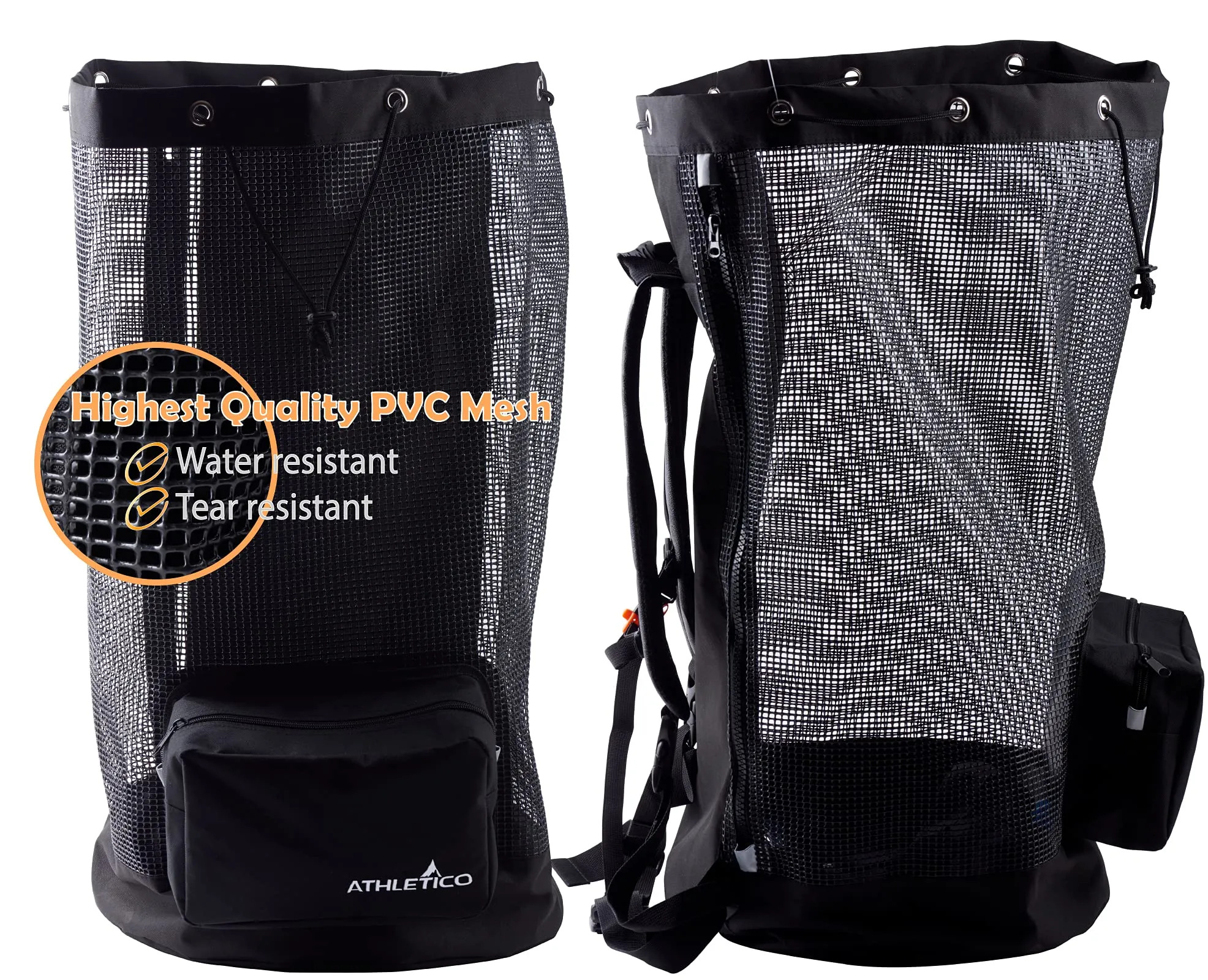 Athletico Scuba Diving Bag - XL Mesh Travel Backpack for Scuba Diving and Snorkeling Gear & Equipment - Dry Bag Holds Mask, Fins, Snorkel, and More (Black)
