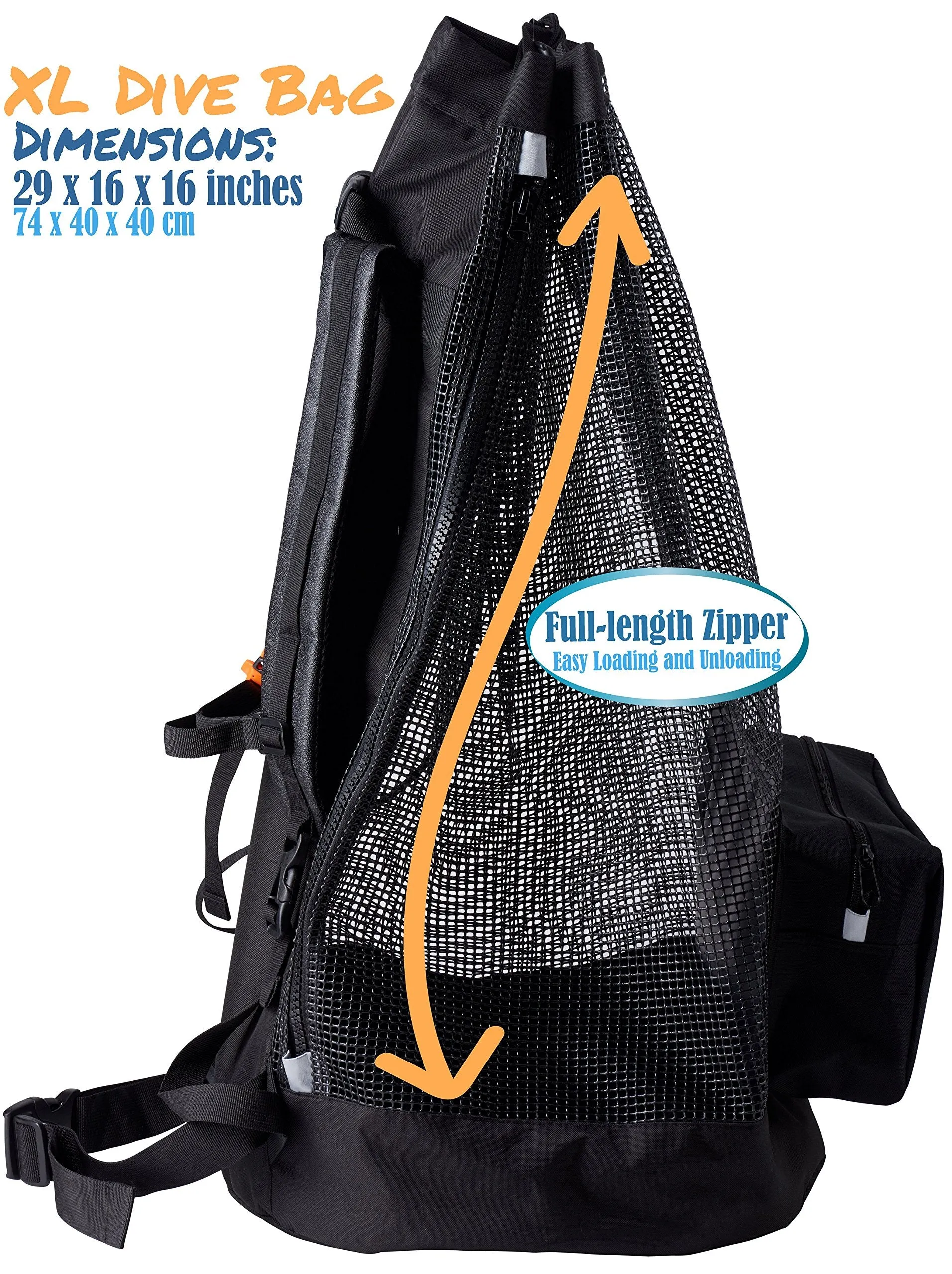 Athletico Scuba Diving Bag - XL Mesh Travel Backpack for Scuba Diving and Snorkeling Gear & Equipment - Dry Bag Holds Mask, Fins, Snorkel, and More (Black)