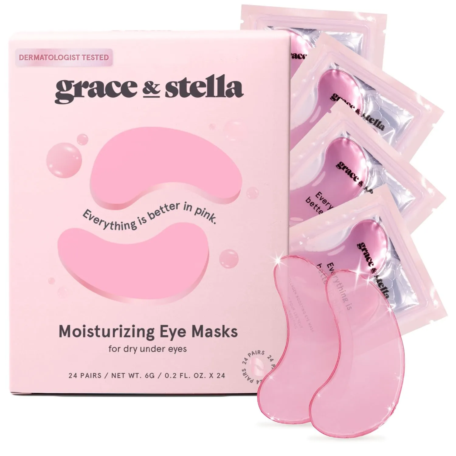 Award Winning under Eye Mask - Reduce Dark Circles, Puffy Eyes, Undereye Bags, Wrinkles - Gel under Eye Patches - Gifts for Mom - Vegan Cruelty-Free Self Care (Pink, 6 Pairs)
