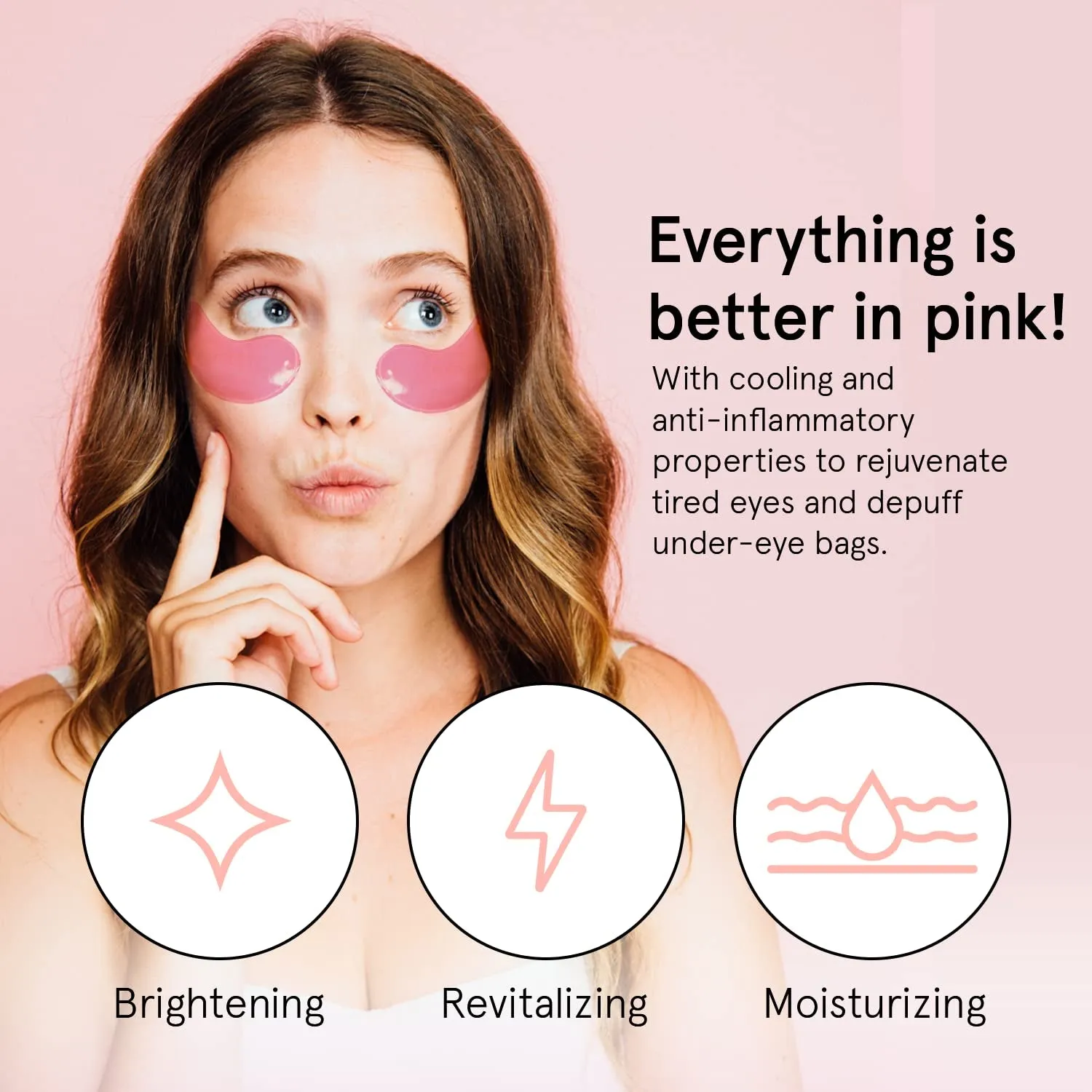 Award Winning under Eye Mask - Reduce Dark Circles, Puffy Eyes, Undereye Bags, Wrinkles - Gel under Eye Patches - Gifts for Mom - Vegan Cruelty-Free Self Care (Pink, 6 Pairs)