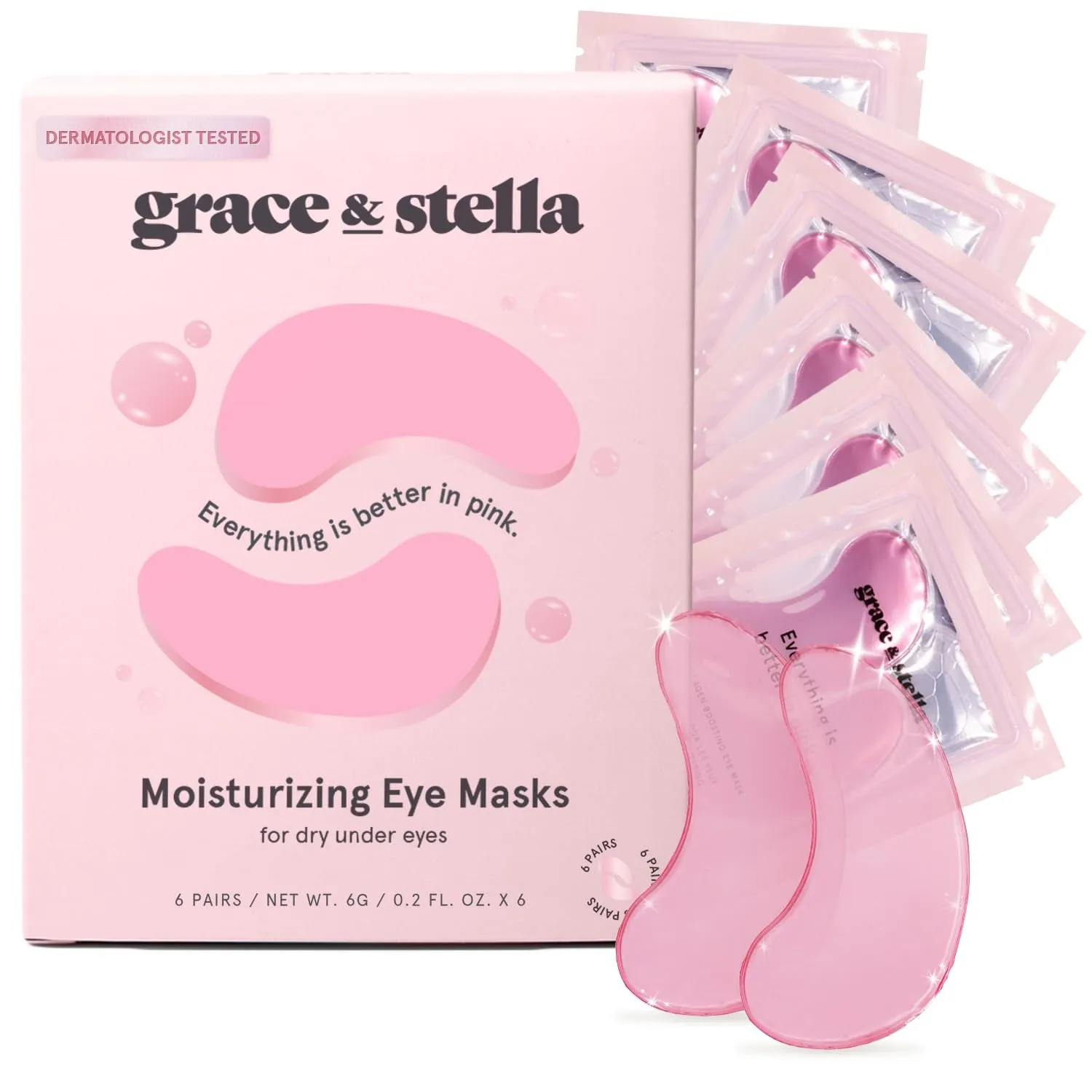 Award Winning under Eye Mask - Reduce Dark Circles, Puffy Eyes, Undereye Bags, Wrinkles - Gel under Eye Patches - Gifts for Mom - Vegan Cruelty-Free Self Care (Pink, 6 Pairs)