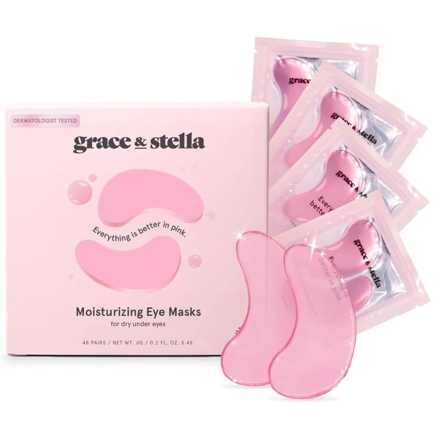 Award Winning under Eye Mask - Reduce Dark Circles, Puffy Eyes, Undereye Bags, Wrinkles - Gel under Eye Patches - Gifts for Mom - Vegan Cruelty-Free Self Care (Pink, 6 Pairs)