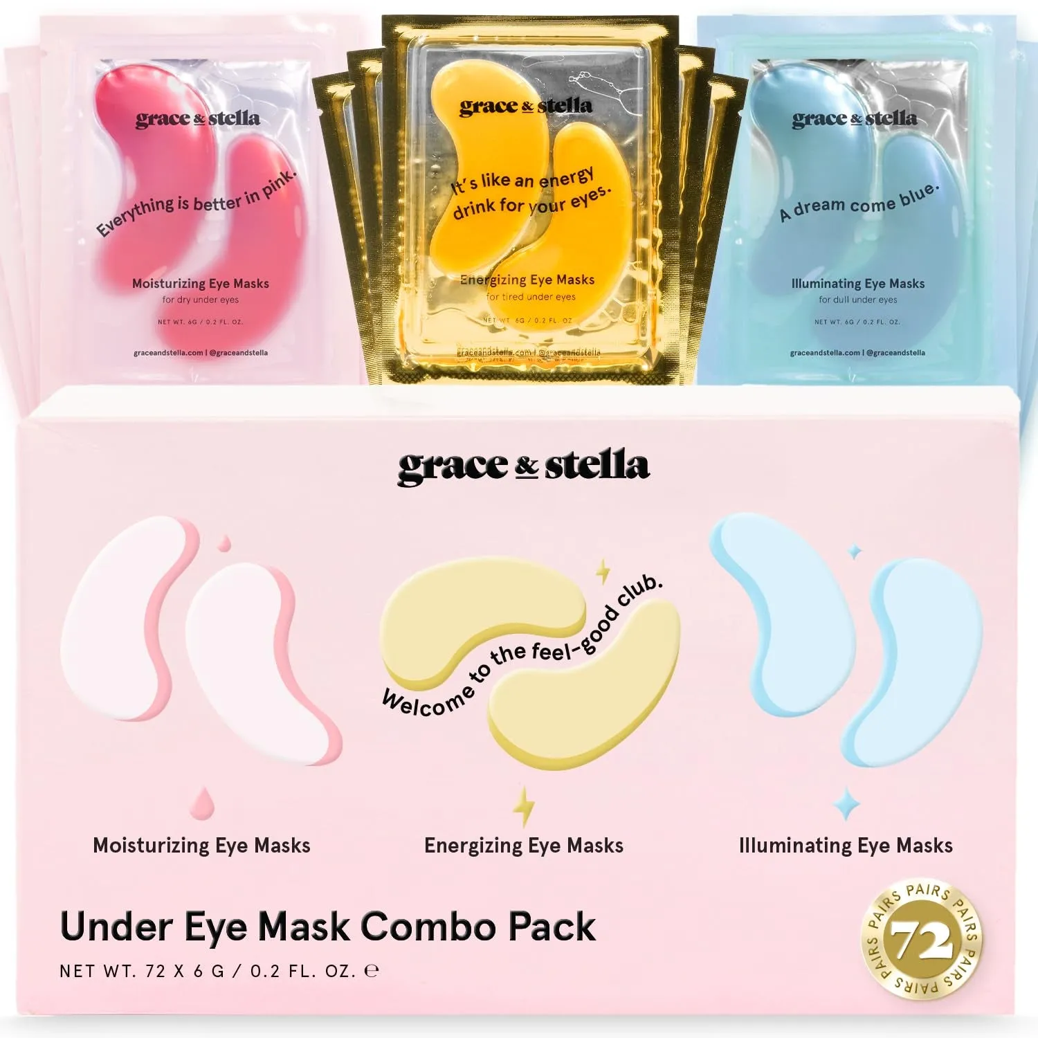 Award Winning under Eye Mask - Reduce Dark Circles, Puffy Eyes, Undereye Bags, Wrinkles - Gel under Eye Patches - Gifts for Mom - Vegan Cruelty-Free Self Care (Pink, 6 Pairs)