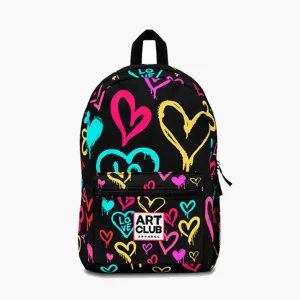 Backpack with Graffiti Hearts