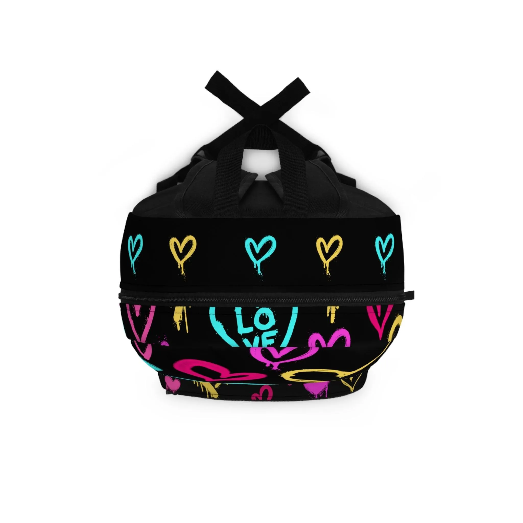 Backpack with Graffiti Hearts