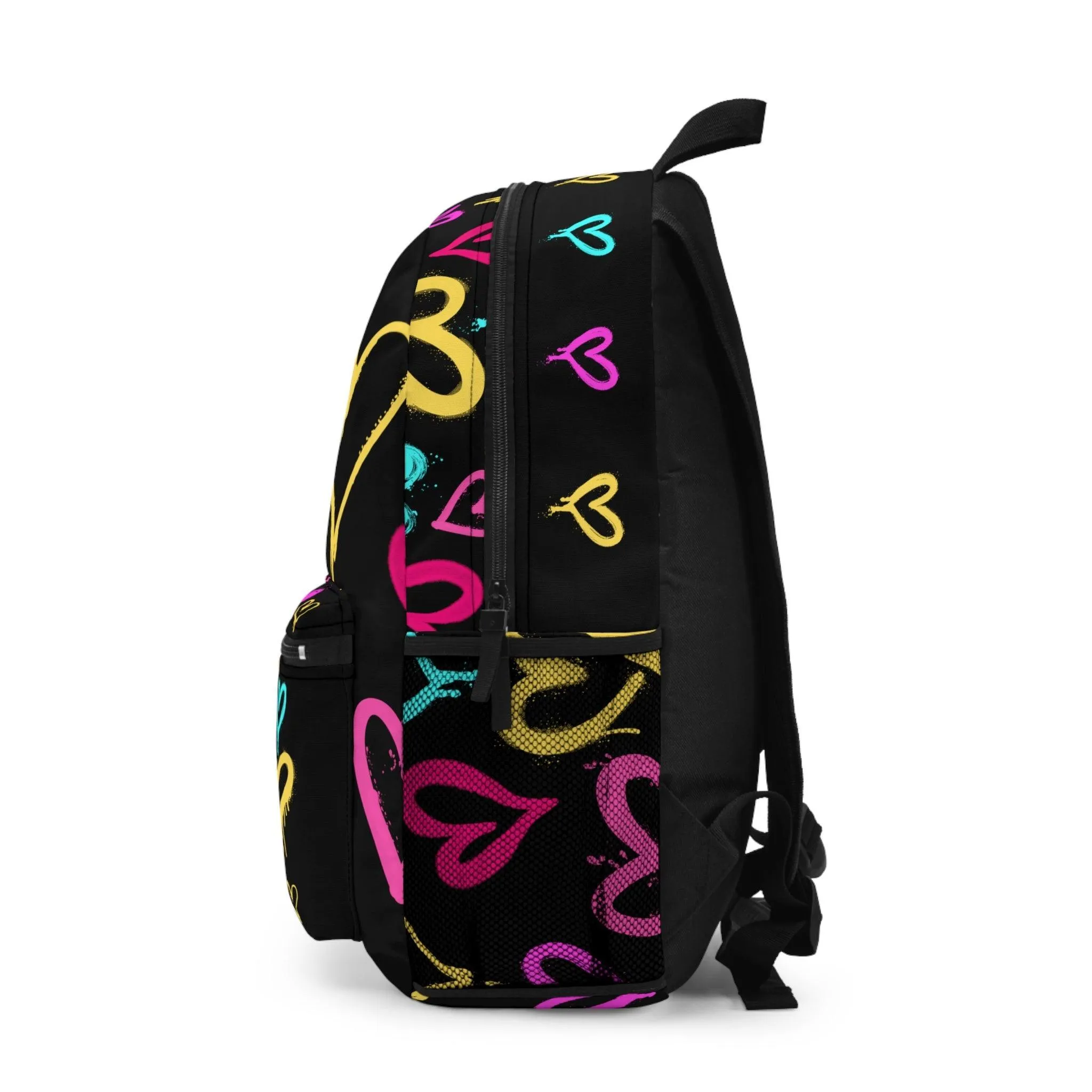 Backpack with Graffiti Hearts