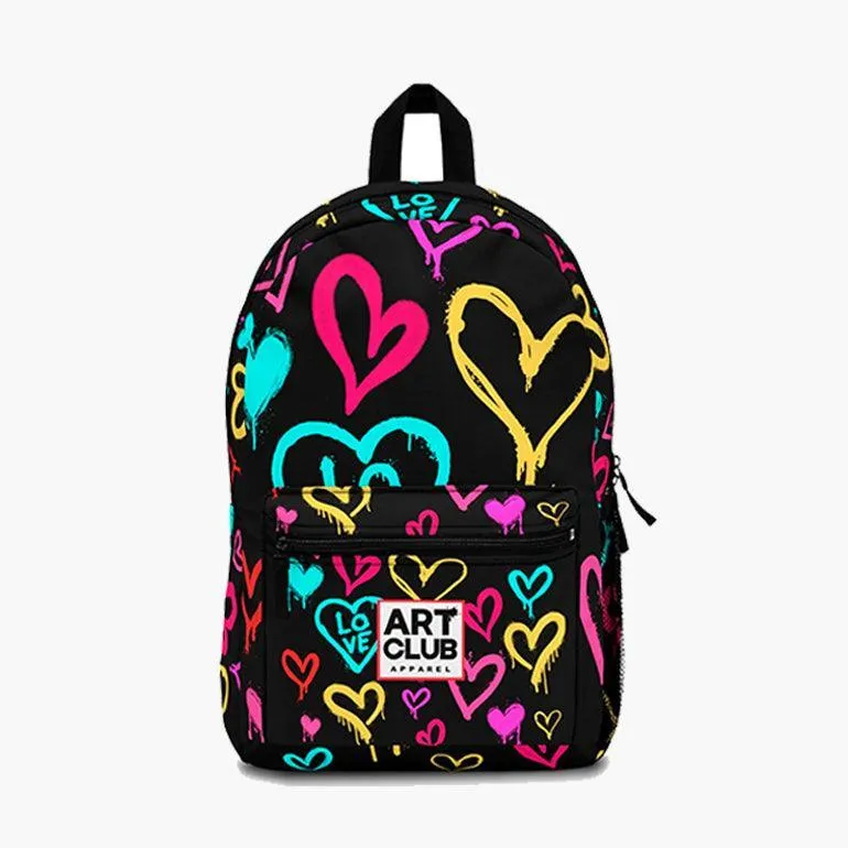 Backpack with Graffiti Hearts