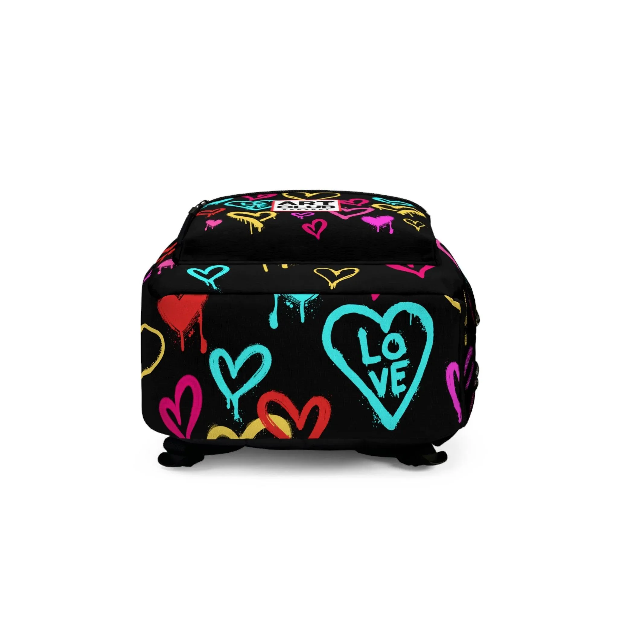 Backpack with Graffiti Hearts