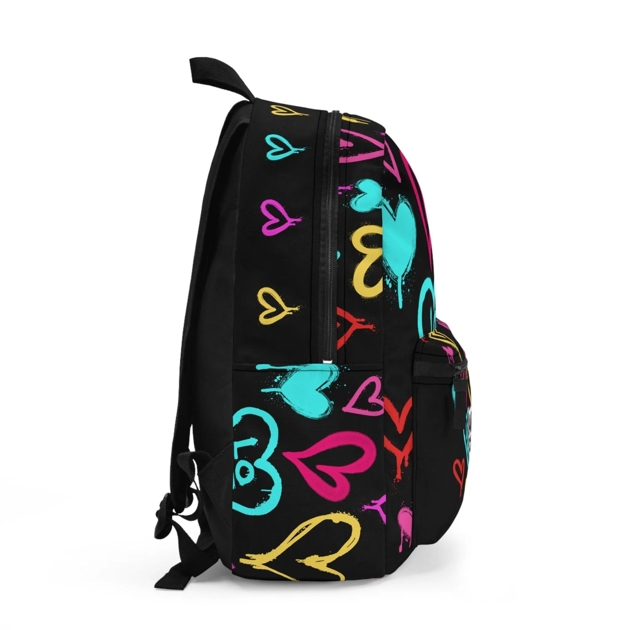 Backpack with Graffiti Hearts